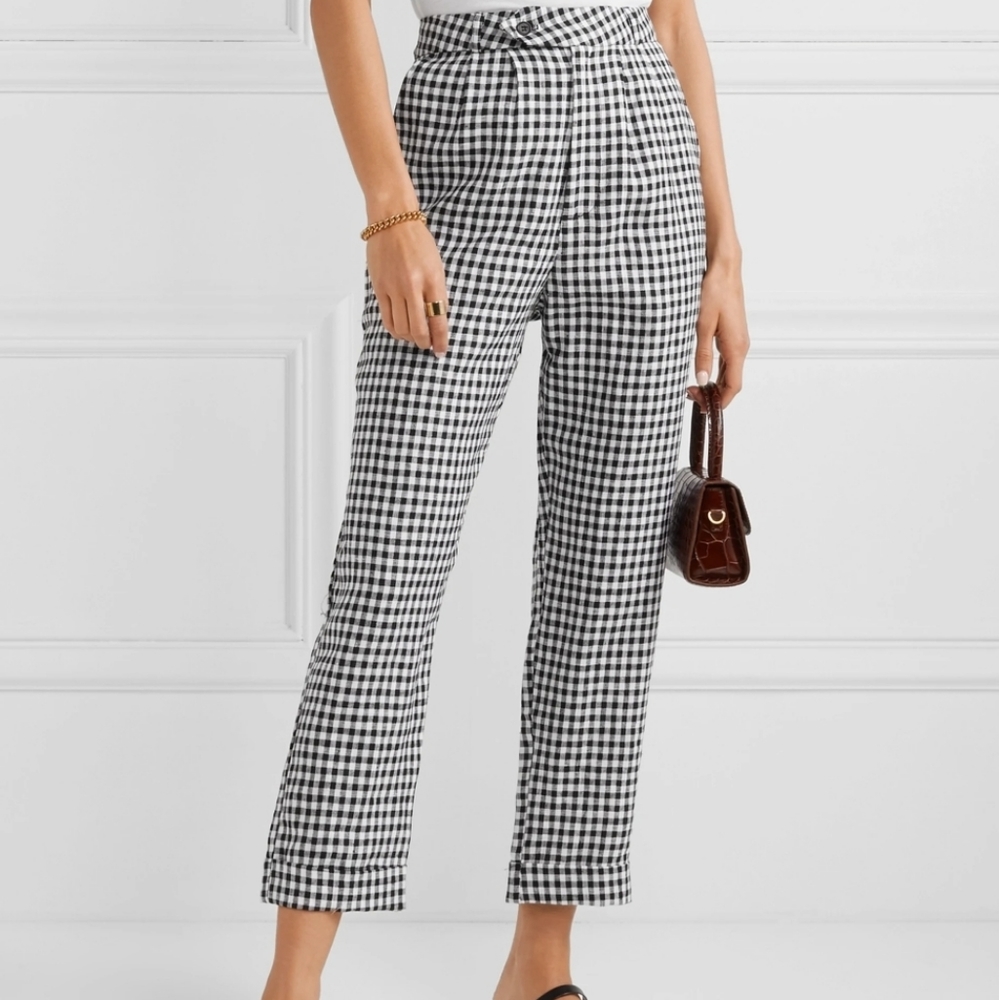 Reformation tanner gingham pant size 0